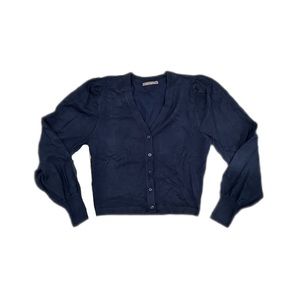 Navy Blue Long Sleeve Cardigan with Buttons